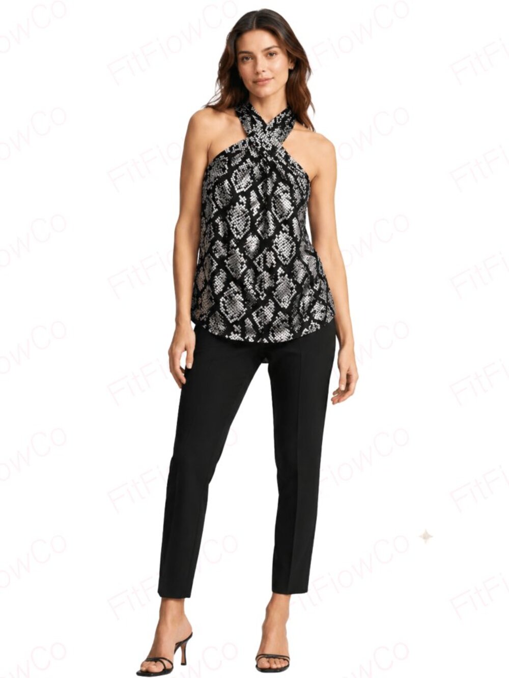 MICHAEL Michael Kors Metallic Snakeskin Halter Top XS NWT